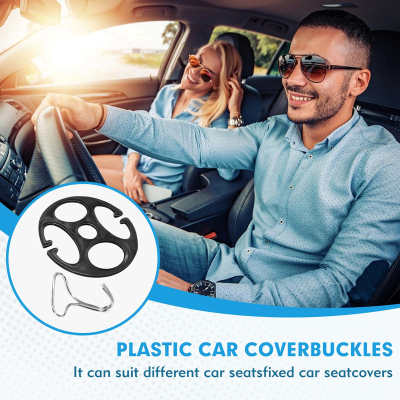 32PCS Car Seat Cover Plum Plate Metal Hooks, 16PCS Plastic Car Seat Chucks and 16PCS Metal Cover Hooks Locking Clips for Installing and Replacing Seat Covers Car Fasteners