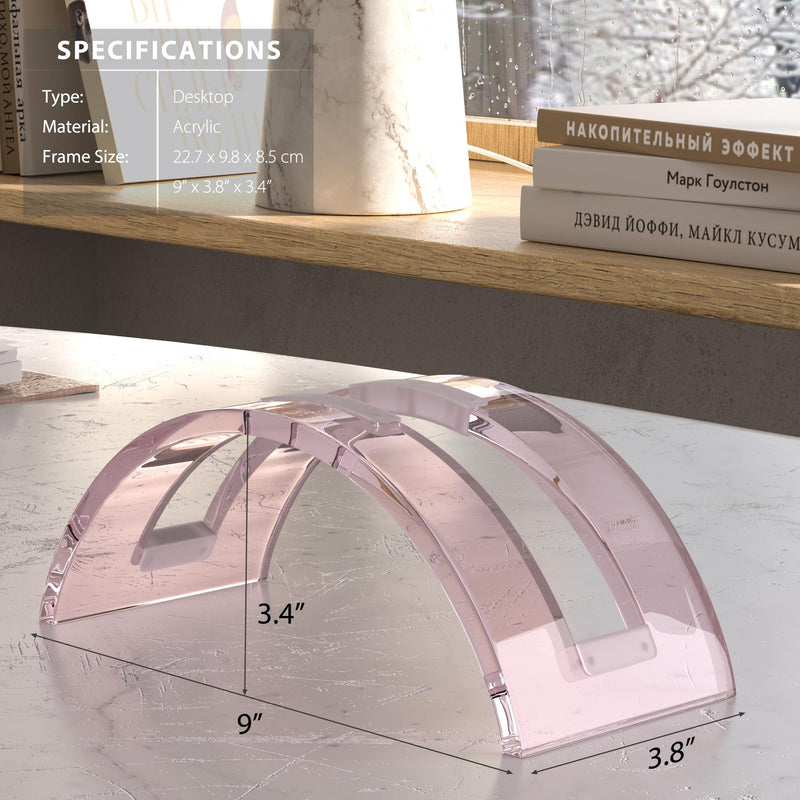 2Pcs/Set Acrylic Vertical Laptop Stand，Acrylic Desk Accessories，Double Vertical Laptop Holder for Desk，Saving Organizer for All MacBook, Surface, Samsung, HP, Dell（Pink） Pink Double