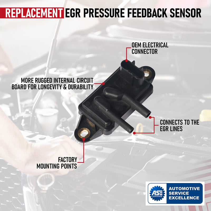 EGR - Exhaust Gas Recirculation Pressure Feedback Sensor - Replaces DPFE15, F77Z9J460AB, F77Z9J460AB, VP8T - Compatible with Ford, Lincoln, Mercury Vehicles - Expedition, Escape, Focus, F-150 DPFE15 Pressure Feedback Sensor