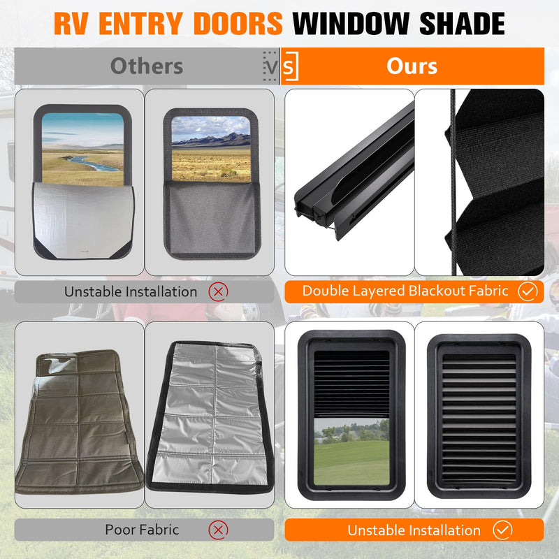 Thin Shade for RV Entry Doors, 12'' x 21'' RV Window Shade Compatible with Lippert Prepped Entry Doors, RV Door Window Shades Covers, RV Camper Window Blinds, RV Shades for Camper Window 21"L x 12"W