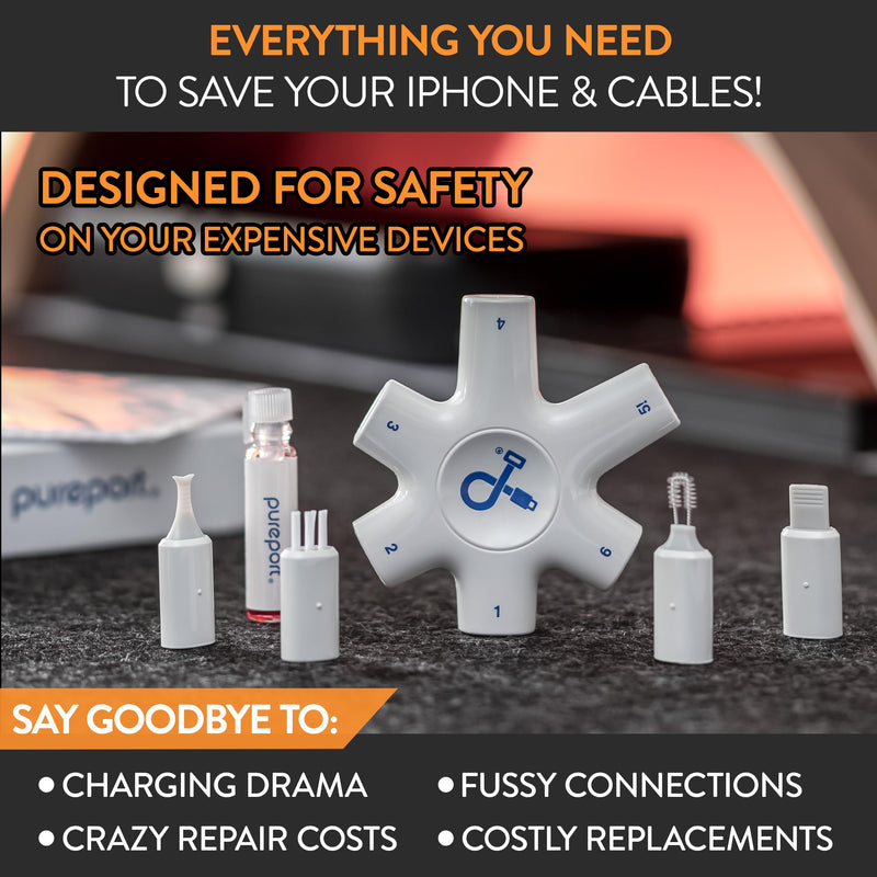 Cleaning Kit for iPhone | The Original Phone Cleaner Multi-Tool | Compatible with iPhone & iPad | Repair & Restore Charging Ports, Lightning Cables & Connectors | As Seen on USA Today For iPhone/iPad (Lightning Connector)
