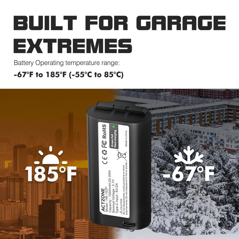 7000mAh Rechargeable Battery Pack for MyQ Smart Garage Door Keypad & Security Camera | 3.7 V Li-ion High-Capacity Battery with USB-C Fast Charging Cable | Long-Lasting Power Replacement