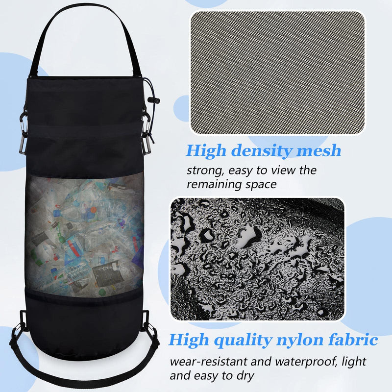 Gersoniel Portable Boat Trash Bags Boat Accessories Container Outdoor Medium Hoop Mesh Trash Bags Reusable Garbage Container Cabin Storage for Men Women Adults Kayak Camper Fishing Black Classic Style