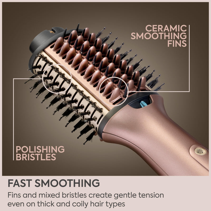 BaByliss Air Power Volume - 2-in-1 Hair Dryer and Styler, Wet and Dry Modes, Smoothing Blow Dryer Brush with 3 Temperature Settings, Ionic & Ceramic, Gold, AS95U