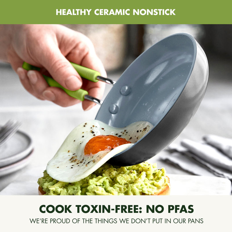GreenPan Mini Healthy Ceramic Nonstick, 5" Round Egg Pan, PFAS-Free, Dishwasher Safe, Stay Cool Handle, Black 5" Egg Pan Mini Round Egg Pan