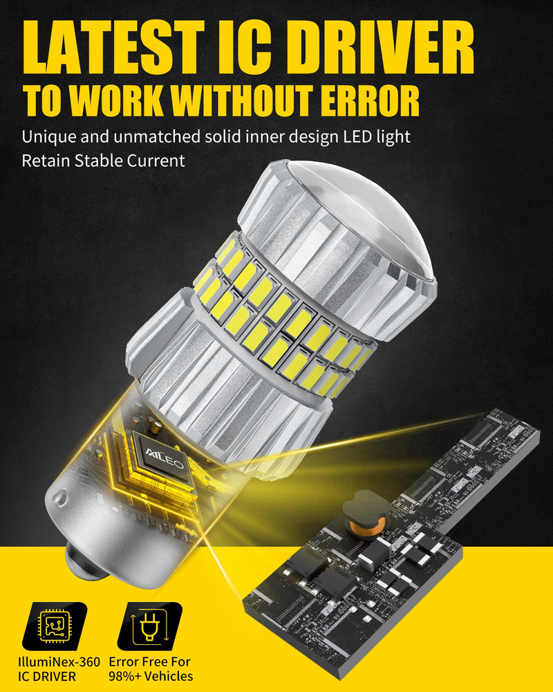 AILEO 1156 LED Bulb White 6500K,2024 Upgrade 500% Brighter Unique 1:1 Design,1156A 7506 3497 1141 P21W 1003 BA15S LED Bulbs with Projectors, for Back Up Reverse Lights and Brake Tail Lights DRL,2 PCS Xenon White 1156/BA15S