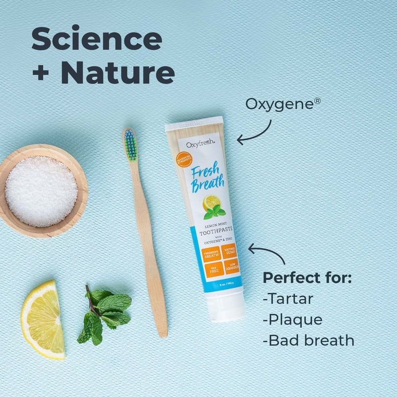Oxyfresh Maximum Fresh Breath Lemon Mint Toothpaste - Clean Teeth & Fresh Breath - Natural Essential Oils & Natural Xylitol to Help Fight Tartar - SLS & Fluoride Free - 5 oz (Pack of 3) 5 Ounce (Pack of 3)