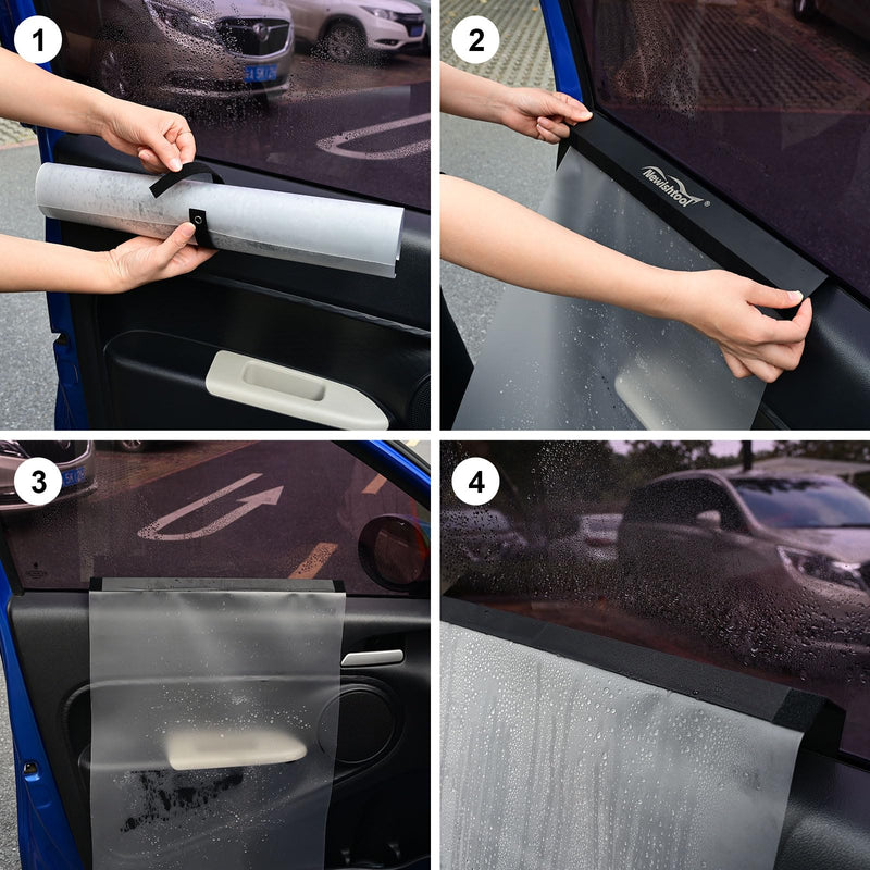 NEWISHTOOL Window Tint Tool, 2 Packs Car Door Panel Cover Waterproof Guard Protection for Car Window Film Tint Application, Reusable PET Water Shield Sheets Window Tint Door Panel Cover Black 2-Set