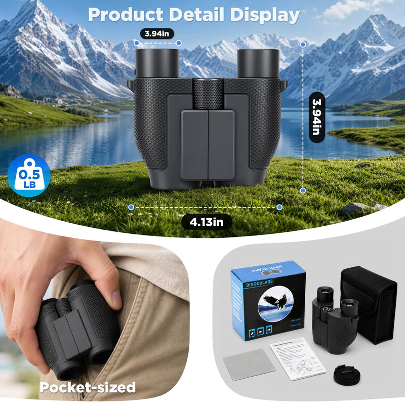 MMIXIO 10x25 Binoculars for Adults, High Powered Binoculars with Large View,FMC BAK4 Prism,for Bird Watching, Hiking,Camping,Travel,Cruise Ship,Concert,Safari,Ideal Gift Black