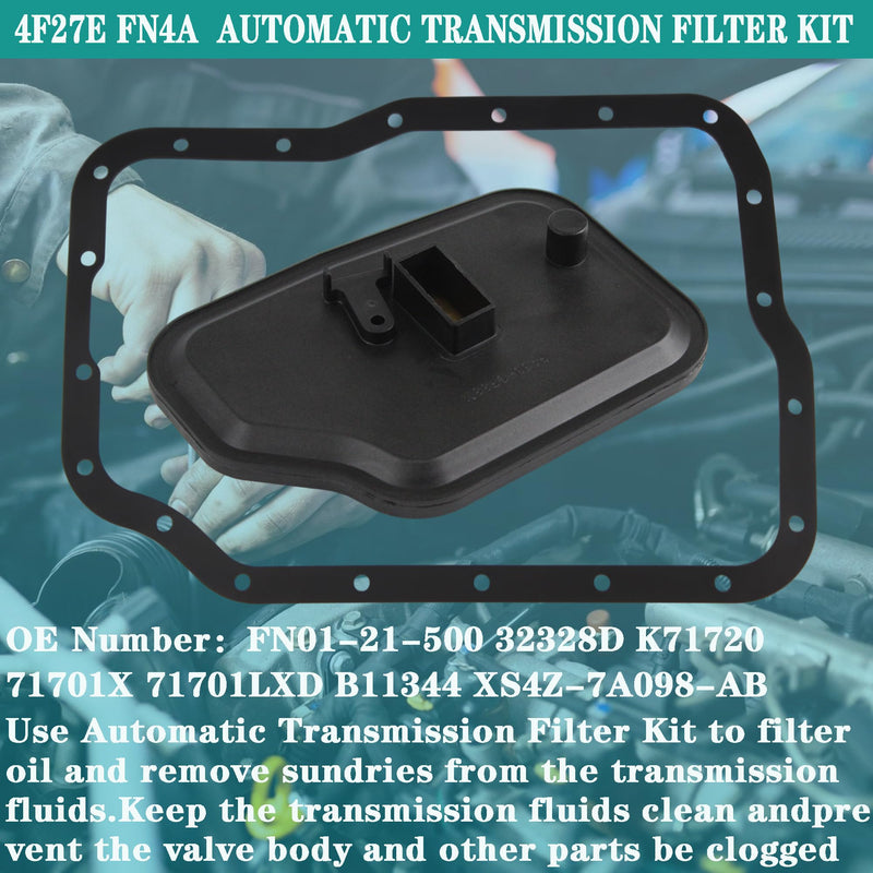 4F27E FN4A Transmission Filter Oil Pan Gasket Kit Compatible with 1998-2018 Ford Focus Tierra Ecosport Fiesta Mazda 5/6/8/323 Axela Wagon Verisa Biante Replaces FN01-21-500 XS4Z-7A098-AB