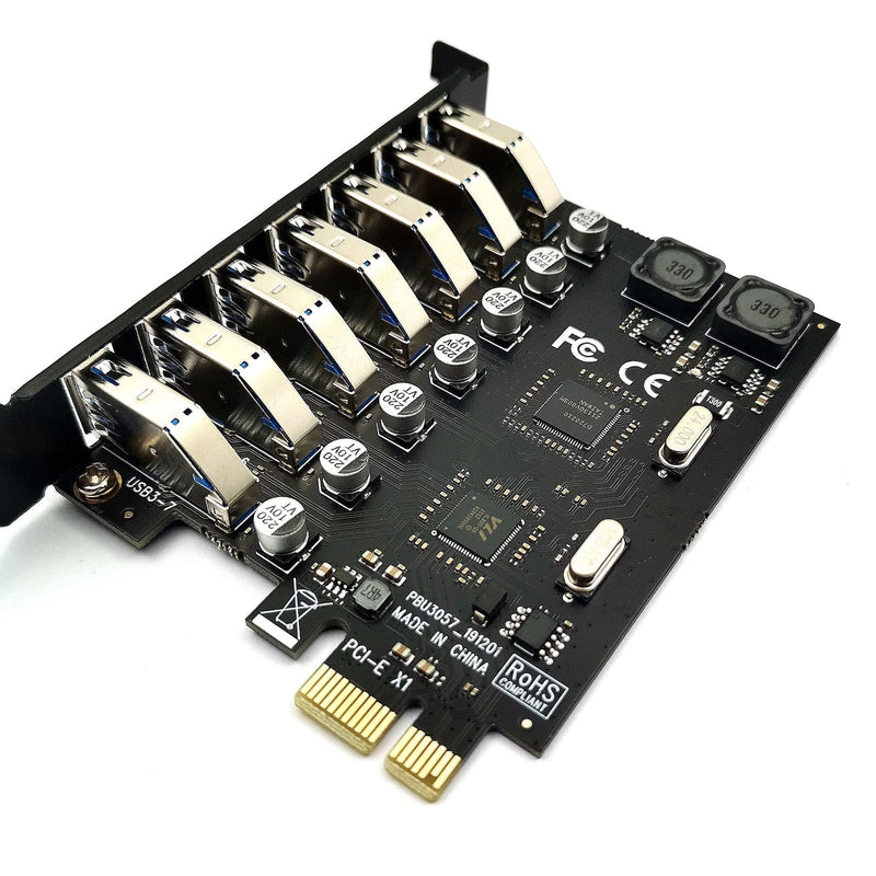 DEVMO USB 3.0 PCI-E Expansion Card 7 Ports USB 3.0 Hub Adapter External Controller PCI Express Extender Adapter Card for Desktop