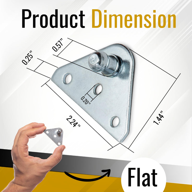 10MM Ball Stud Mounting Silver Bracket for Gas Struts - Heavy Duty Lift Support Shock Brackets with Stainless Steel Screws - Ideal for Spring Hood Struts & Closer Piston Prop Mounts – x4 Flat x4 Flat 10mm