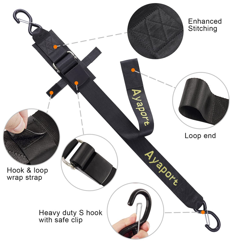 Ayaport Boat Tie Down Straps to Trailer Boat Transom Strap 4 feet x 2 inch Heavy Duty Nylon Kayak Canoe Jet Ski Bow and Stern Tie-Downs 2 Pack (2 inch x 4 feet) 2 inch x 4 feet