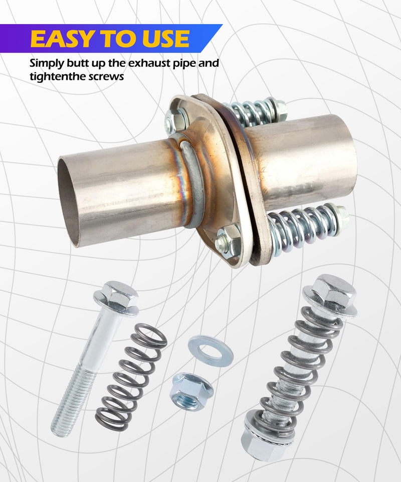2PCS Exhaust Manifold Bolts,Exhaust Bolts,Car Accessories Exhaust Flange Bolts,M10x1.5 MM Exhaust Bolts and Nuts Kit,Exhaust Manifold Bolts with Springs,Fits Most Cars (Silver) Sliver
