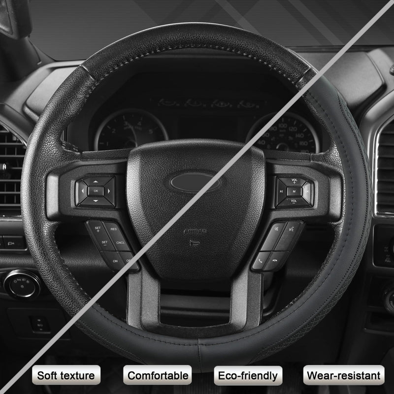 West Llama Car Steering Wheel Cover for Ford F-150, F-250, F-350, Expedition (Black-Large Size) Large size (15 ½''-16'') Black