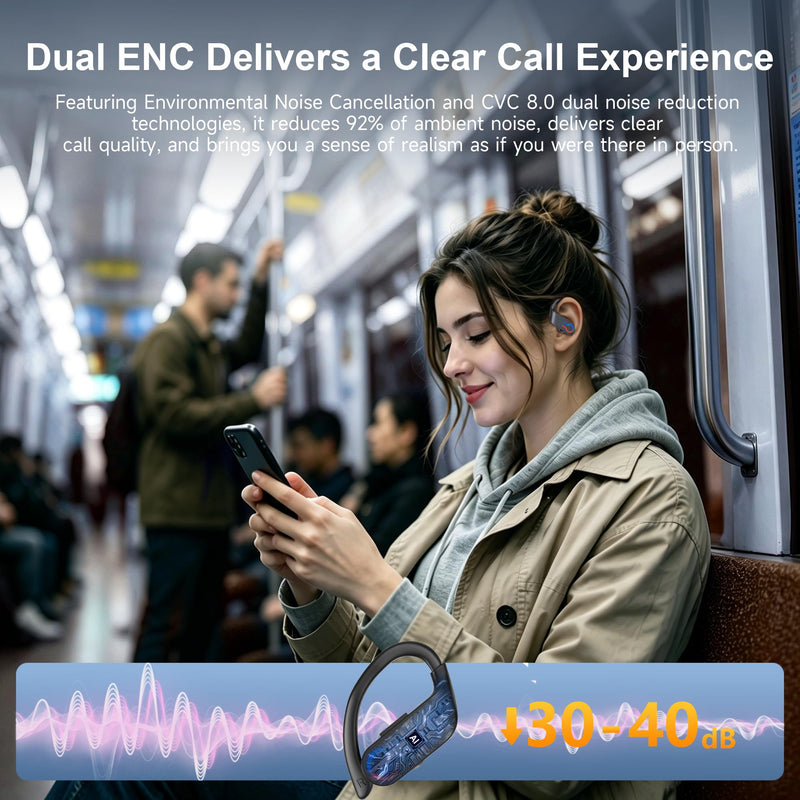 Wireless Earbuds 120hrs Bluetooth 6.1 Headphone Sport, 2026 Bluetooth Earbuds with Fast Charging Case Dual LED Display Earphones ENC Noise Cancelling Mic with Easy Button Controls, IPX7 Waterproof Gloss Black