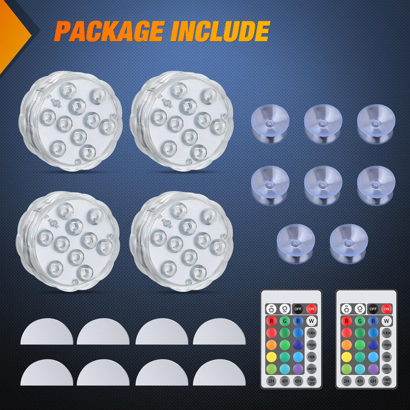 Nilight Marine Boat Light 4 PCS 10LED RGB Wireless Cabin Ambiance Multi Color Exterior Deck Lights Remote Control Submersible for Pontoon Sailboat Yacht Skeeter Fishing Bass Boats 4PCS RGB Boat Light