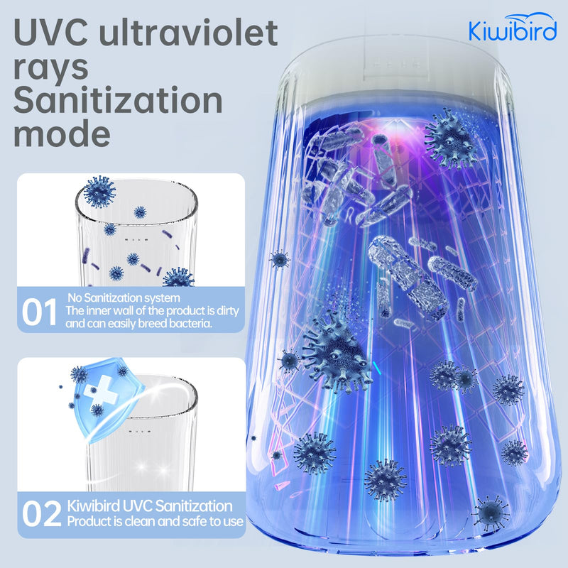 KIWIBIRD Mini Water Flosser for Travel, Ultra-Portable Cordless Oral Irrigator with UVC Light, IPX8 Waterproof 3 Modes, 230mL Teeth Cleaner for Tonsil Stones & Braces Care - Home & Travel (Purple) Purple