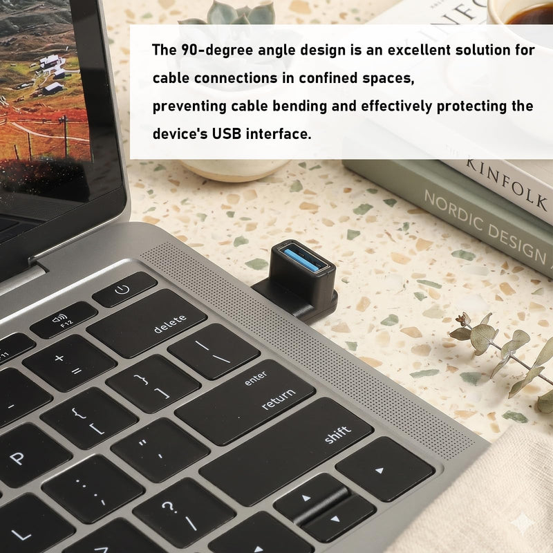 4 Pack 90 Degree USB A Male to Female Adapter Right Angle USB Adapter | Up Down & Left Right Angle USBs 3.0 Connectors for Laptop, Hard Drive, Keyboard, Power Bank,High-Speed Transmission