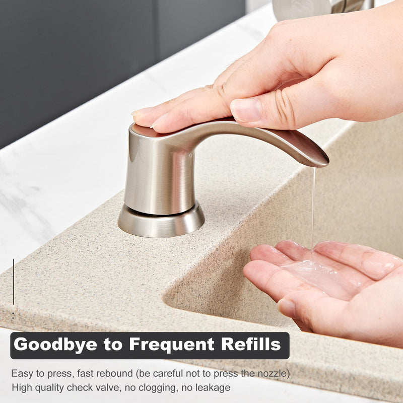 GAGALIFE Kitchen Sink Soap Dispenser - Sink Soap Dispenser Pump with 40" Silicone Extension Tube Kit (Brushed Nickel), Say Goodbye to Frequent Refills G080-1BN Brushed Nickel