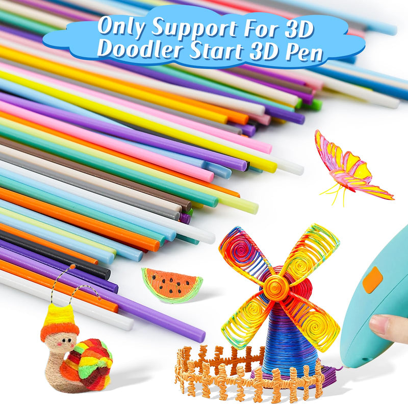 450 Pcs 3D Pen Printer Filament Refill for Start 3D Pen,32 Colors 2.5mm Thick Low Print Temperature PCL Filament Only Fit for 3Doodler Pens,Each Length 6 Inch 450 Pcs