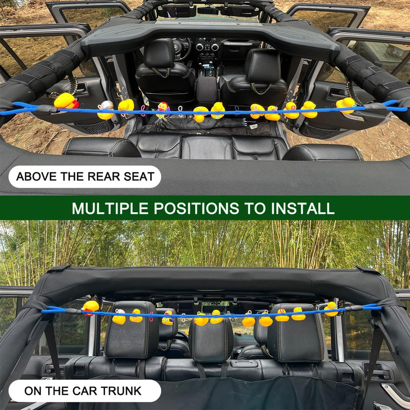 Duck Holder for Jeep,Rubber Ducks Holder for Jeep Wrangler YJ TJ JK JL & Gladiator JT, Hold 32 Rubber Ducks,Black Paracord Duck Mount Black