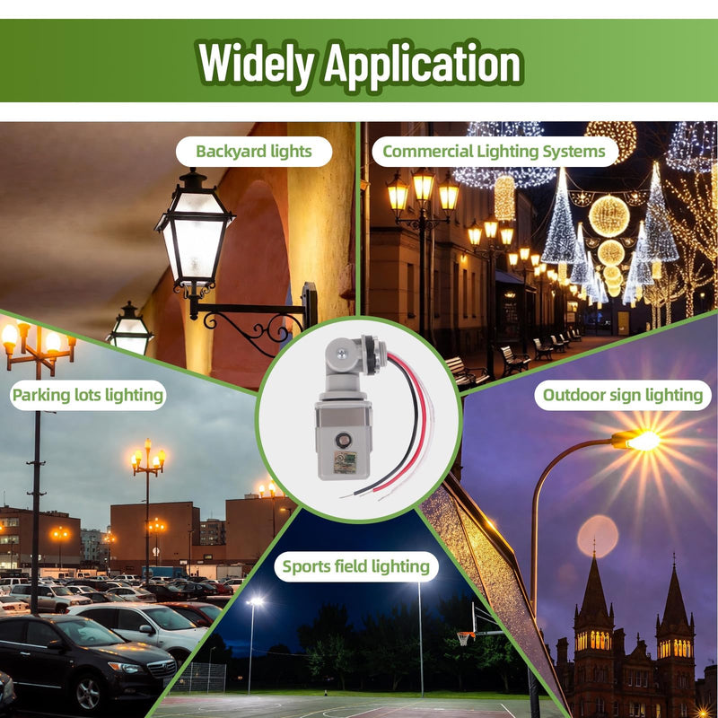 2 Pack Dusk to Dawn & Day Night Sensor, Wide Voltage 120-277VAC, 50/60 Hz, IP65 Waterproof, Swivel Mount Photocell for Yard/Parking Lot/Street