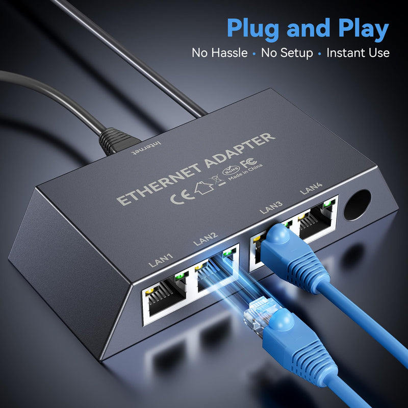 4 Ports Starlink Ethernet Adapter for Gen 3 and Starlink Mini, Connect 4 Wired Devices at Once Up to 1Gbps