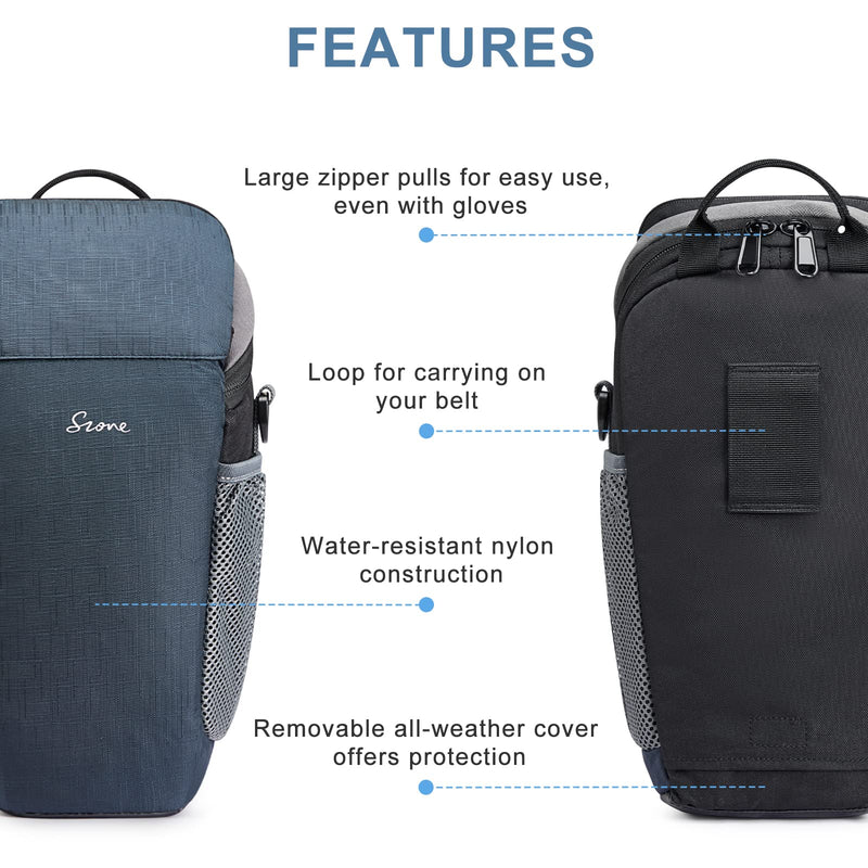 S-ZONE Camera Bag DSLR/SLR Waterproof Camera Case for Photographers Holster Compatible with Nikon Canon Sony | Strong Buckle,Rain Cover,Compatible with Nikon Canon Sony Dark Blue