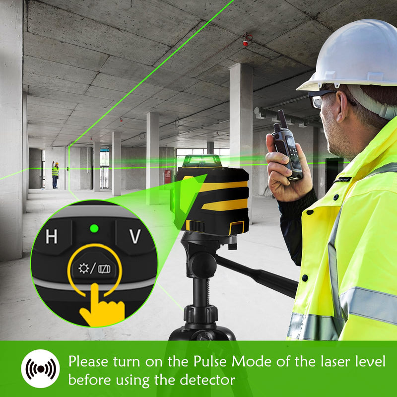 IKOVWUK Laser Detector for Level Tool, 200 ft Receiver with Pulse Mode | Dual-side LCD Display, Adjustable Accuracy & Volume, Clamp Included