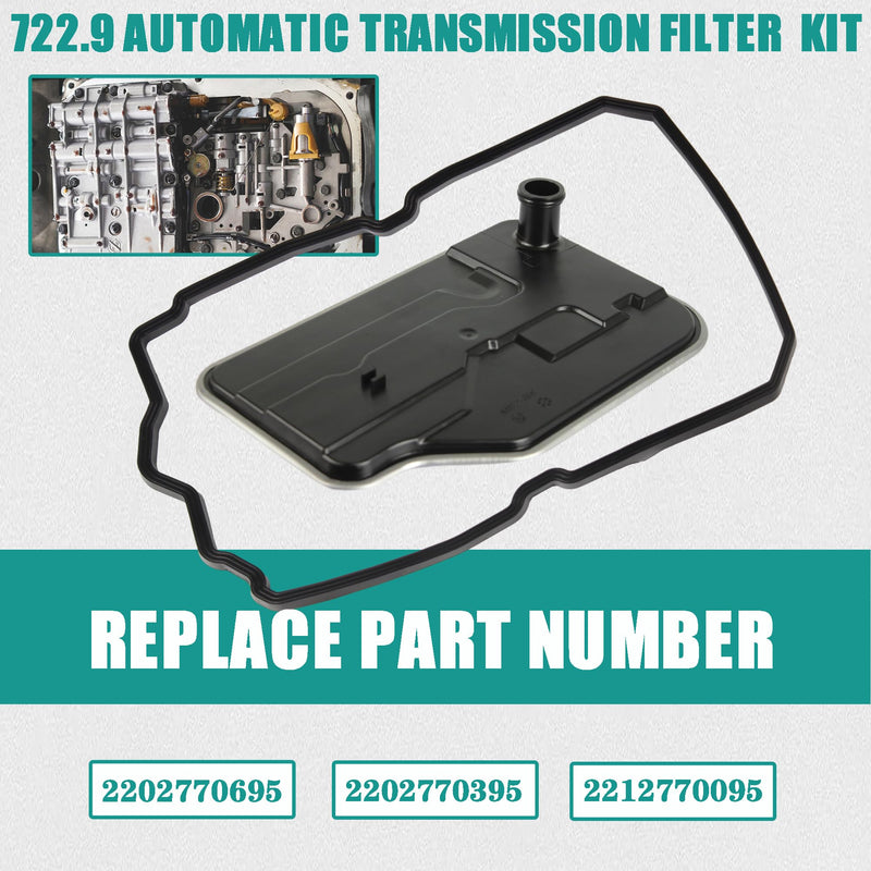 722.9 Automatic Transmission Filter Oil Pan Gasket Kit Compatible with 2005-2014 Mercedes-Benz W221 W219 Replaces# 2202770695 2202770395 2212770095 2212770195
