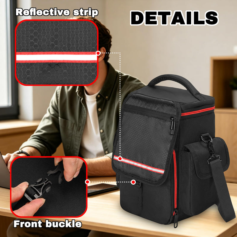 Carrying Case Compatible with Owl Labs Meeting Owl 3/4/Pro | Meeting Camera Travel Bag with shoulder strap, 8mm Padding, Side Pockets, Mesh Pockets, Top Handle, Red Reflective Strip