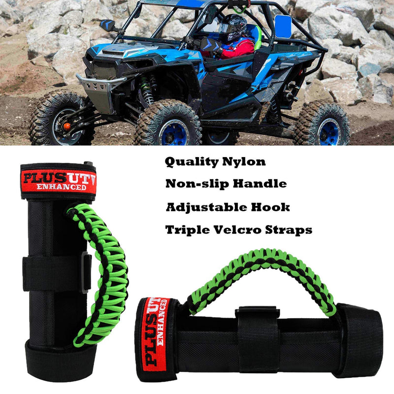 Roll Bar Grab Handles Grips Triple Straps for UTV ATV Polaris Ranger RZR XP900 1000 Honda Pioneer Talon Kawasaki Wildcat Yamaha YXZ Can 1.75 to 2 Inch 2PCS Green