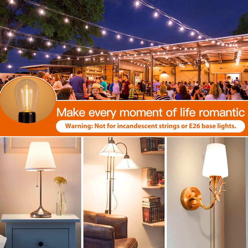 addlon LED Replacement Bulbs 1W S14,15 Pack Waterproof E17 Screw Base for Outdoor LED String Lights Shatterproof E17-15 Count (Pack of 1)-1W