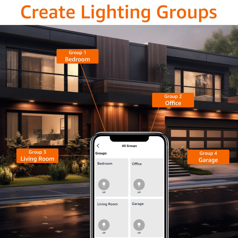 Amazon Basics Smart BR30 LED Light Bulbs, Color Changing, 9W (60W Equivalent), 800LM, Energy Efficient, Voice Control, Works with Alexa Only, 2.4 GHz Wi-Fi, No Hub Required, 4-Pack 4 Pack