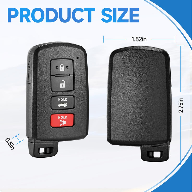 Key Fob Replacement Remote fits for Toyota Camry Avalon Corolla 2013 2014 2015 2016 2017 2018 Smart Car Keyless Entry Remote HYQ14FBA 281451-0020G 314.3Mhz 8A