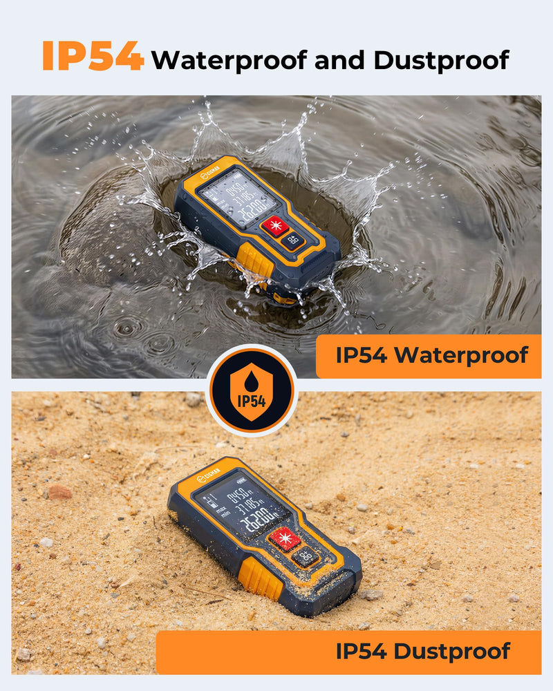 Laser Measuring Tool 262Ft, CIGMAN Pocket-Size Digital Laser Tape Measure, Mini Rechargeable Laser Measure with High Accuracy, 4 Units Ft/Ft+in/in/M, Backlit LCD, Length/Area/Volume/Pythagorean Mode