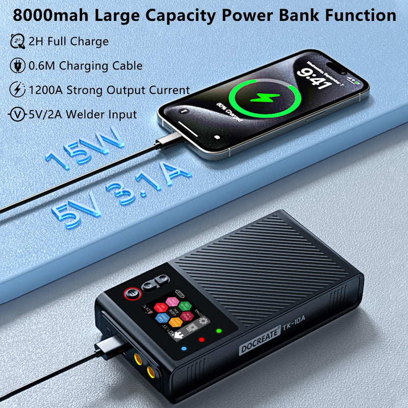 Battery Spot Welder, 8000mah Portable Handheld Spot Welder with LCD Screen, 99 Gears Pulse Adjustable Spot Welding Machine 0.1mm-0.25mm for Iron, Stainless Steel, Nickel Strip, 18650 Battery Pack