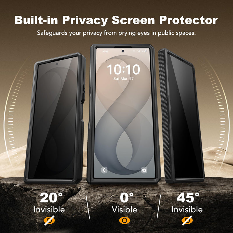 TONGATE for Z Fold 8 Ultra Case with Screen Protector & Belt Clip,Pri-Black | Foldable Stand, Slide Camera Cover, Full Hinge Protection, Anti-Spy, Shockproof Phone Case for Samsung Galaxy Z Fold 8 Ultra Pri-Black
