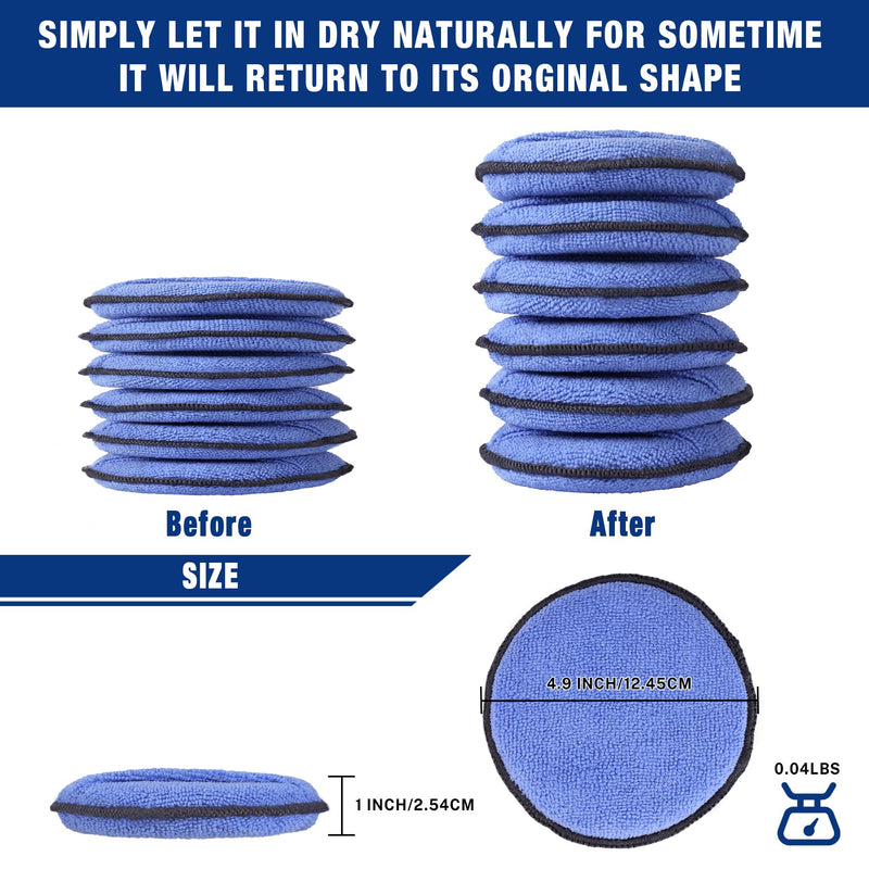 WORKPRO 12-Pack Car Wax Applicator Pads with Finger Pocket, Microfiber Soft Foam Polishing Pads for Car Detailing & Cleaning, Lint-Free, High Resilience