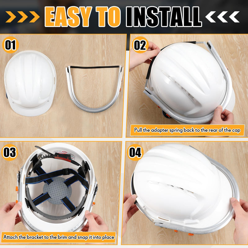 Zonon 6 Pcs Aluminum Face Shield Adapter for Grinding Cutting Cap Style Hard Hat Safety Face Mask Shield Visor Bracket (White) White
