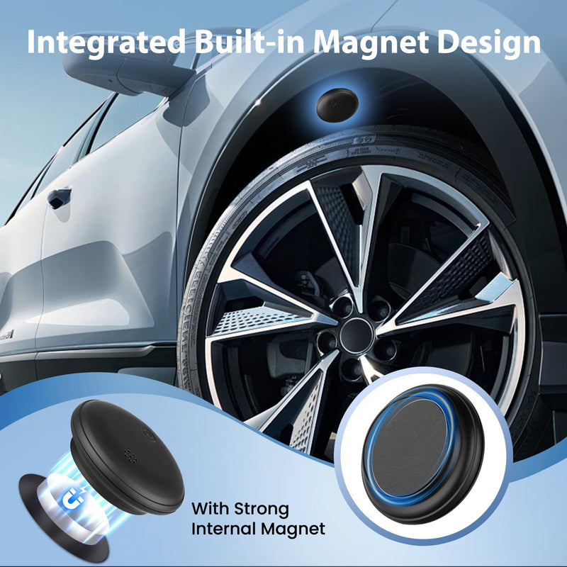 GPS Tracker for Vehicles iOS & Android, Undetectable Mini Hidden Magnetic Locator, No Monthly Fee/No SIM Card, Silicone Case & Keychain Clip Included, Ultra-Slim, IP68 Waterproof, 1 Year Working Time Magnetic 1 Pack (iOS & Android)