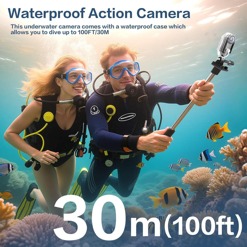 Ultra-Compact 4K Thumb Action Camera with Magnetic Mount – Lightweight, Hands-Free POV Body Cam for Motorcycle Riding, Hiking & Daily Vlogging (128G SD Card & Waterproof Case Included)