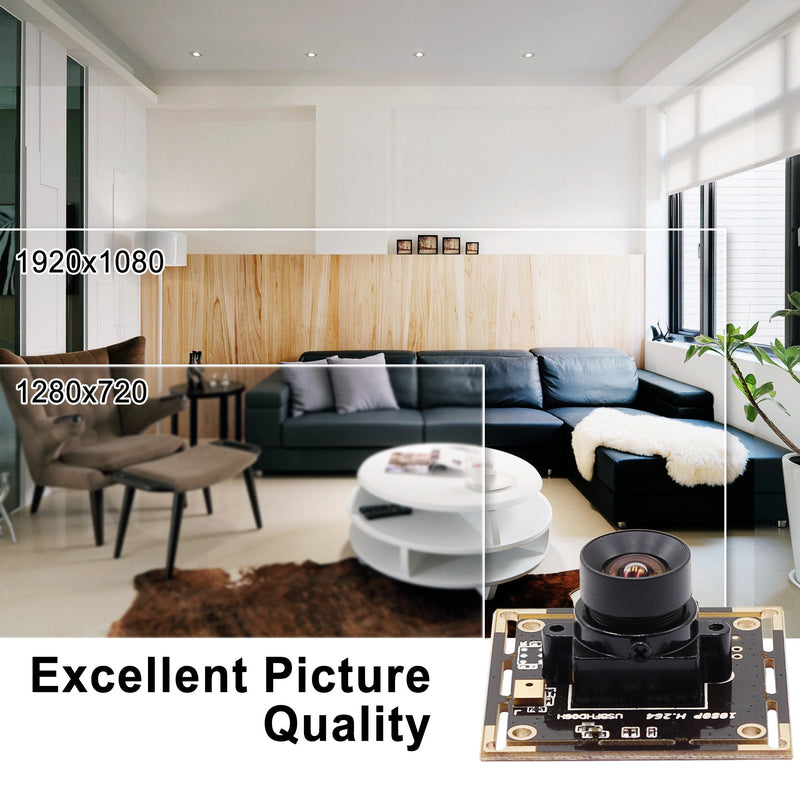 ELP Sony IMX323 Sensor Mini Low Light Wide Angle USB Camera Module with 100degree No Distortion Lens HD 1080P 0.01Lux USB2.0 Video Webcam Board UVC H.264 PC Camera for Computer, Laptop None distortion 100 degree