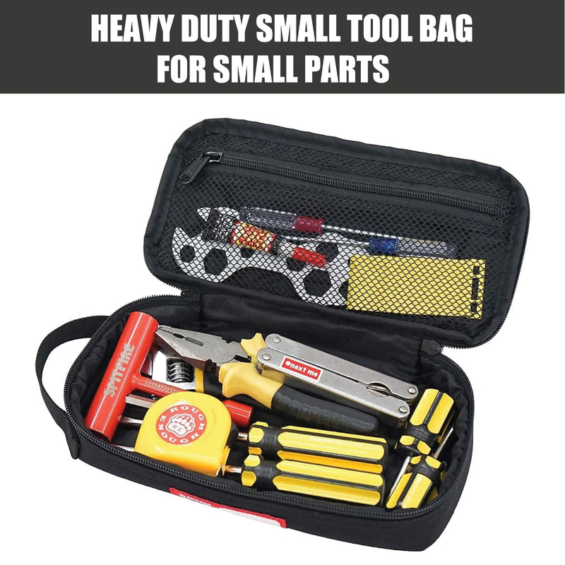 Rough Enough Small Tool Bag Pouch Box EDC Organizer Storage Case for Accessories with Zipper Portable Handle Black