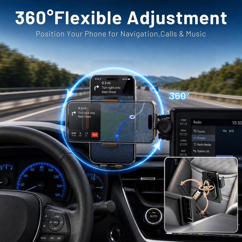 Car Phone Holder for 2019-2026 Toyota Corolla/Corolla Hatchback & 2022-2026 Corolla Cross Accessories, 8-Inch Screen Phone Mount with Up to 15W Fast Wireless Charging, Auto-Clamping, 360° Rotation