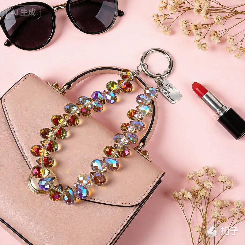 2PCS Droplet Crystals Beaded Phone Wrist Strap, Cellphone Lanyard Chain, Phone Charm Chain Keychain Beaded Cellphone Lanyard for Women
