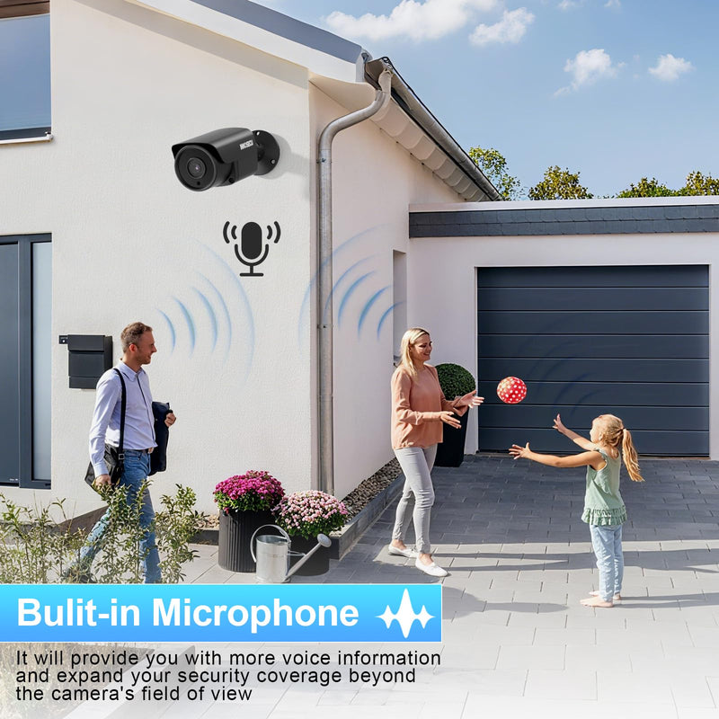 UltraHD 12MP PoE Camera, IP Security Surveillance Bullet Camera for Outdoor Indoor, Waterproof IP67, Built-in Mic, 2.8mm Lens Wide Angle 110 °, Human/Vehicle Detection, INB12LR37E-B (Black) BLACK