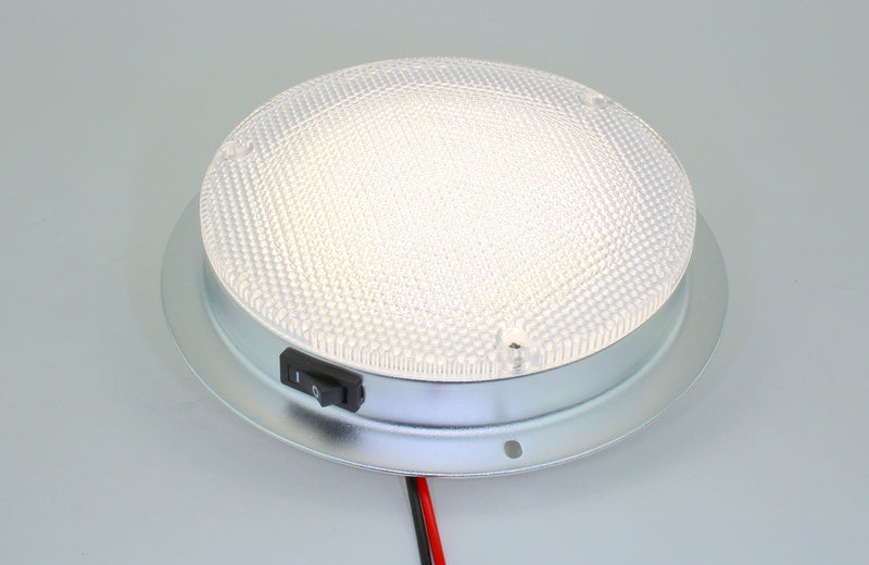 LED Dome Light - High Power 6" LED Downlight - 12VDC - Waterproof - 180 Lumen - Fixed Mount with Rocker Switch - for Home, Auto, Truck, RV, Boat and Aircraft