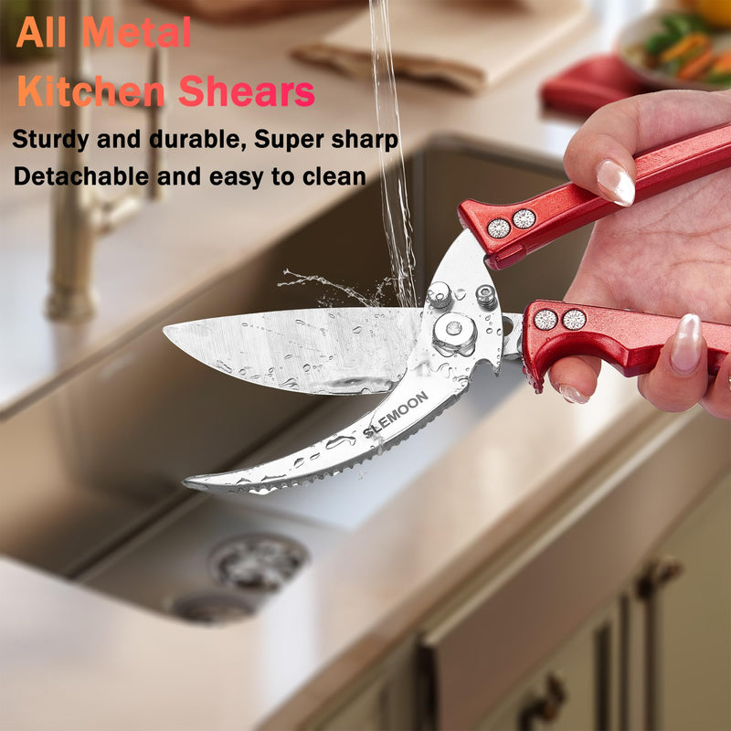 Heavy Duty Poultry Shears Meat Cutting Dishwasher Safe and Food Stainless Kitchen Shears Kitchen Scissors for Chicken Turkey Thanksgiving,Gift Box,burgundy Burgundy